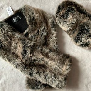 Faux fur stole scarf and headband set